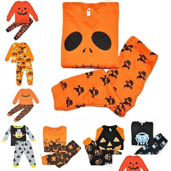 Set di abbigliamento Pigiama per bambini Vestito cosplay Neonate Ragazzi Costume da zucca di Halloween Bambini Pigiameria Mobili Drop Delivery Kids Dhpe0