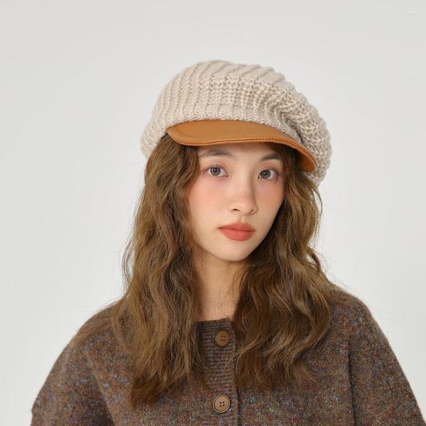 Berretti 2023 Cappello Passamontagna da donna invernale Moda Berretto Berretto elegante scozzese per donna Cotone Boina Knitte
