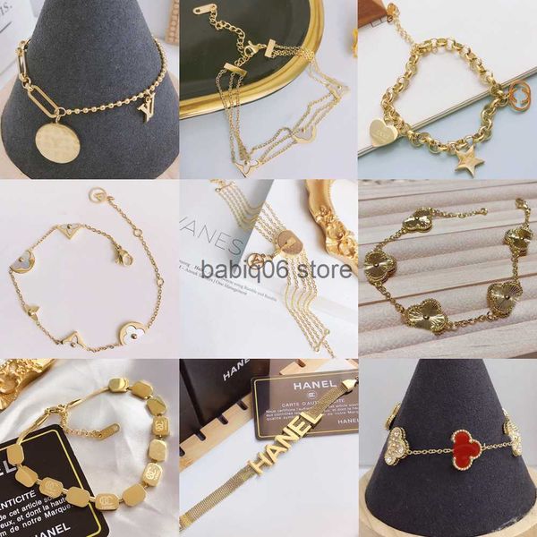 Bracelets de charme novas femininas modelas Bracelets pulseira pulseira de pulseira Chain Chain 18k Gold Bated Aço inoxidável feminino Gream Wedding T230301