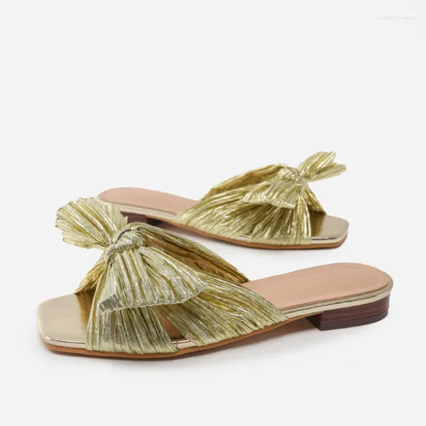 Hausschuhe Sandalen Damen europäischen und amerikanischen Stil Bowknot Mesh Sommer flache Böden mit freiliegenden Fingerschuhen