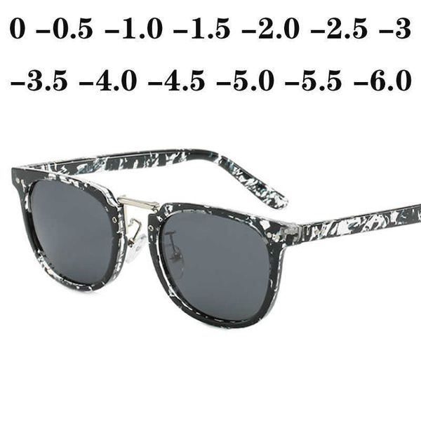 Sonnenbrille Männer Polarisierte Sonnenbrille Frauen Quadratische Myopie Nieten Dioptrien Brille Graue Linse Kurzsichtige Sonnenbrille -0,5 -1,0 -1,5 BIS -6,0J230301