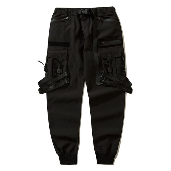 Calças femininas Capris Hip Hop Harém Joggers Men Cargo Pants zíper de pocket streetwear Harajuku letra de fita preto calça calça punk sportswear 230301