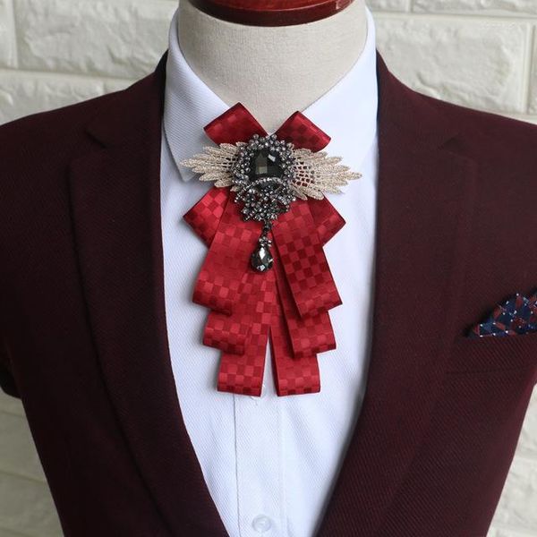 Bow Ties gömlek yaka kravat aksesuarları erkekler için İngilizler kumaş düğün damat resmi bluz