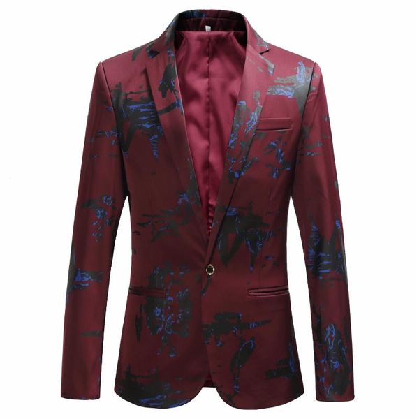 Ternos masculinos Blazers Blazer de luxo de vinho brilhante vermelho azul preto contraste colar colar stand-up slim fit slim terno de festas baile de casamento jaqueta jaqueta jaqueta