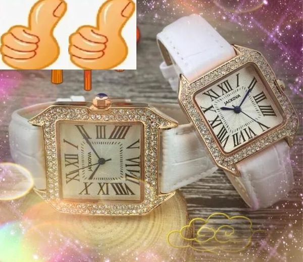 Fashion Women Men Quartz Movement Watches 33mm 27mm in pelle cinghia Lady Rose Gold Case d'argento Ring Anello Romano Casualmente Solido Class Solid Presidente Orchi da polso