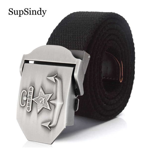 Cintos supsindy homens mulheres canela cinturão 3d marinha soviética URSS CCCP Metal Fuckle Jeans Belt Soldados Exército Militar Belts Tactical Strap Z0228