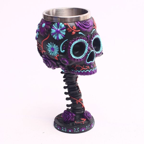 Canecas Cavental Skull Resina de aço Copo criativo de cerveja Gothic 3D Cocktail de chá de vidro de vidro Cocktail Anime Halloween Presente 230228