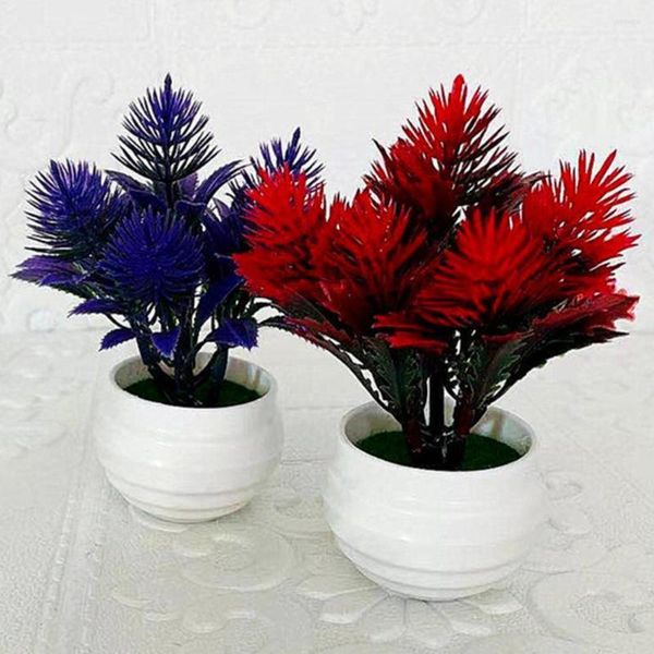 Fiori decorativi 1 Set Simulazione Bonsai Piante finte Realistiche Decorazioni da scrivania in pino artificiale in plastica non sbiadita per decorare