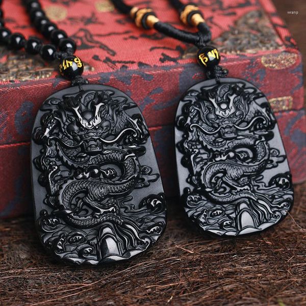 Anhänger Halsketten Natürliche echte Obsidian Shakyamuni Perle Buddha mit verstellbarer Kette Frau/Mann Schmuck Glück Halskette