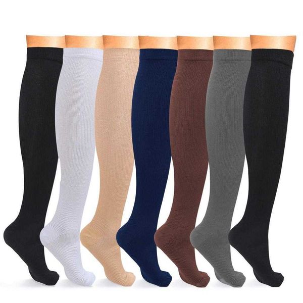 Calzini da uomo Calzini a compressione Tinta unita Uomo Donna Calzini da corsa Vena varicosa Ginocchio Gamba alta Supporto Stretch Pressione Circolazione Calza Z0227