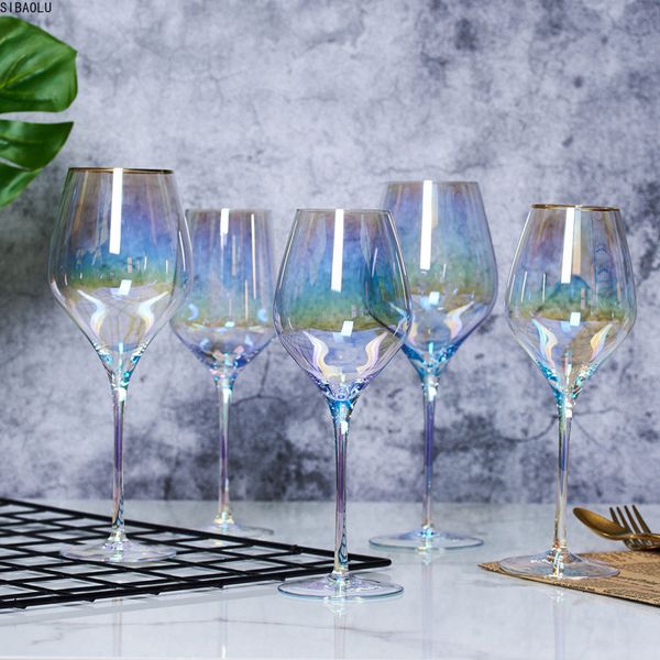 Tumblers Rainbow Goblet colorido de vinhos de vinícolas Ion Presentes de festa copo uma variedade de estilos de cristal colorido 230228