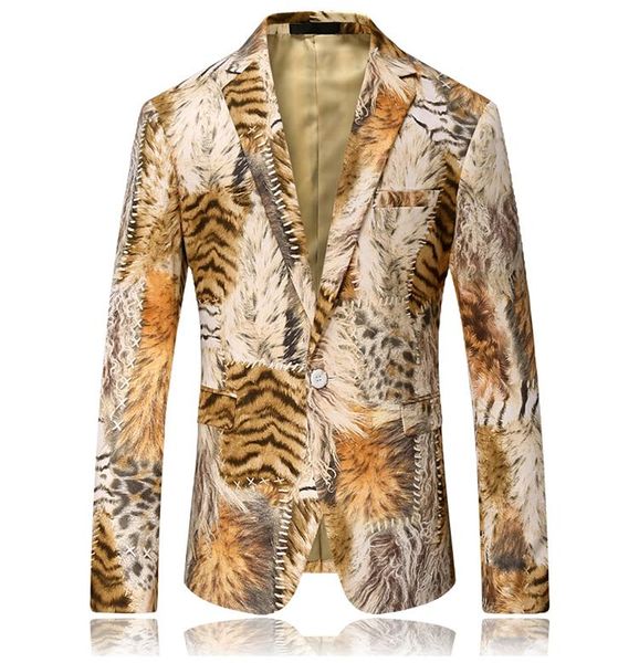 Herrenanzüge Blazer 2023 Tiger-Print-Blazer Männer Slim Fit Muster Anzugjacke Prom für einzigartige Designer-Casual