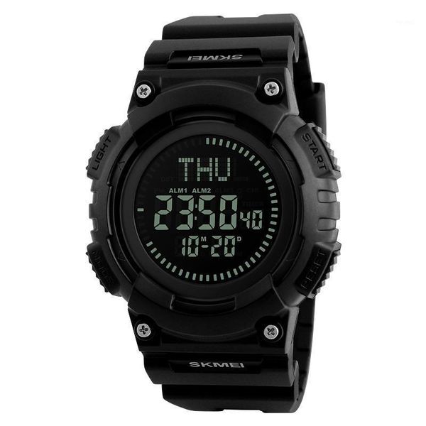 Gadgets ao ar livre Multifuncional Digital Compass Sports Watches Countdown World Time Wristwatches 50m Relógio de pulso resistente à água