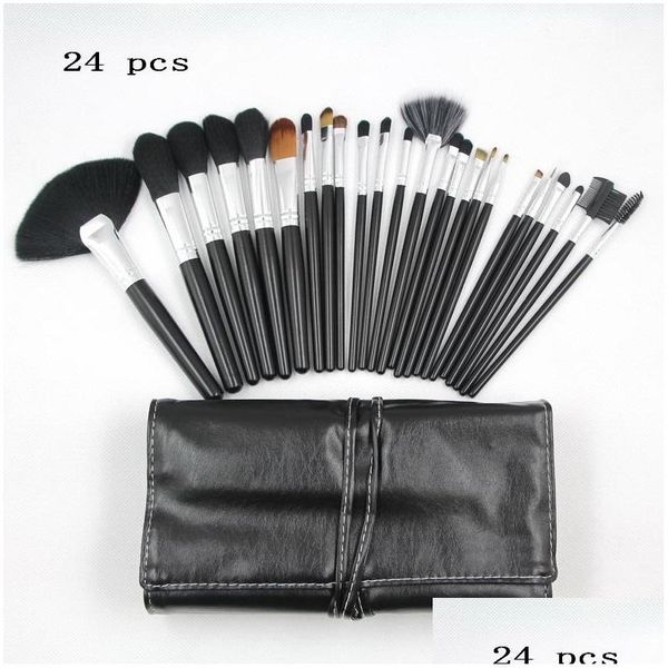 Make-up-Pinsel, 24-teiliges Pinsel-Set, Ziegenhaar, Ledertasche, Beauty-Tool, Coloris, professionelles Kosmetik-Make-up-Set, Drop-Lieferung, Heal Dhmar