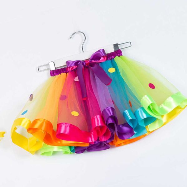 Saias Rainbow Tulle Salia de gazia Salia de gazia Tutu Party Party Rainbow Tulle Salia para meninas Rainbow Tutu Rainbow Tulle Skirt T230301