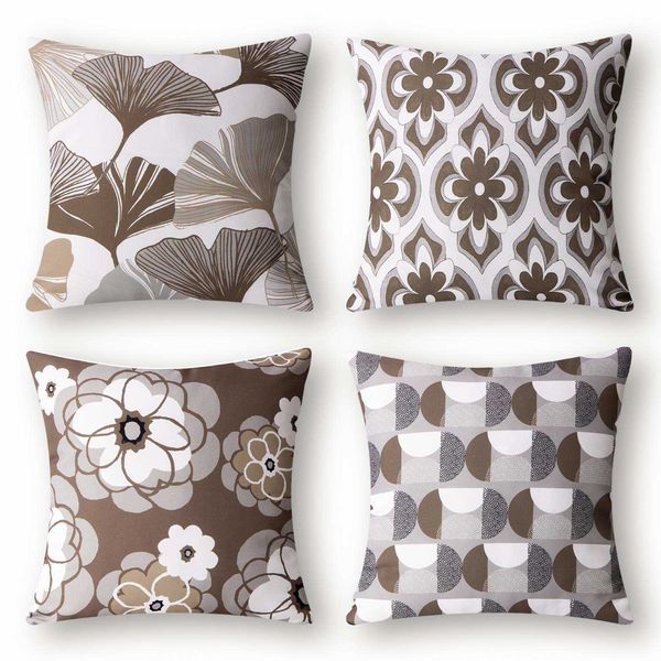 Decorações de interiores Brown Geométrico Pattern Petal Linen Pillowcase Sofá Cover Decoração Home Decoration pode ser personalizado para você 40x40 45x45 R230228