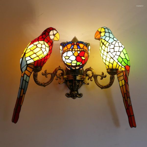 Lampade da parete Lampada a LED Colore uccello Tiffany Camera da letto Comodino Walk Blu Soggiorno Sala da pranzo Bagno