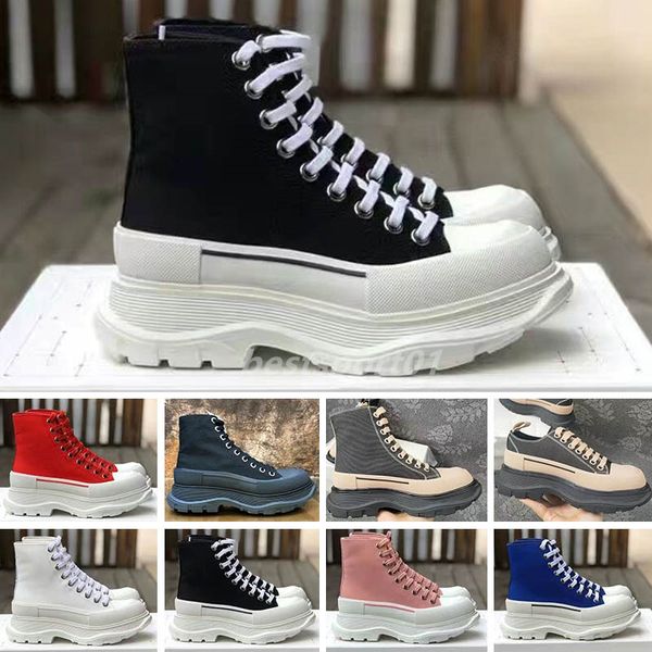 Tasarımcı Bot Moda Sıradan Ayakkabı Basağı Slick Canvas Sneaker Gelen Platform Ayakkabı Yüksek Üçlü Beyaz Kraliyet Soluk Pembe Kırmızı Kadın Boyut 34-45 B1