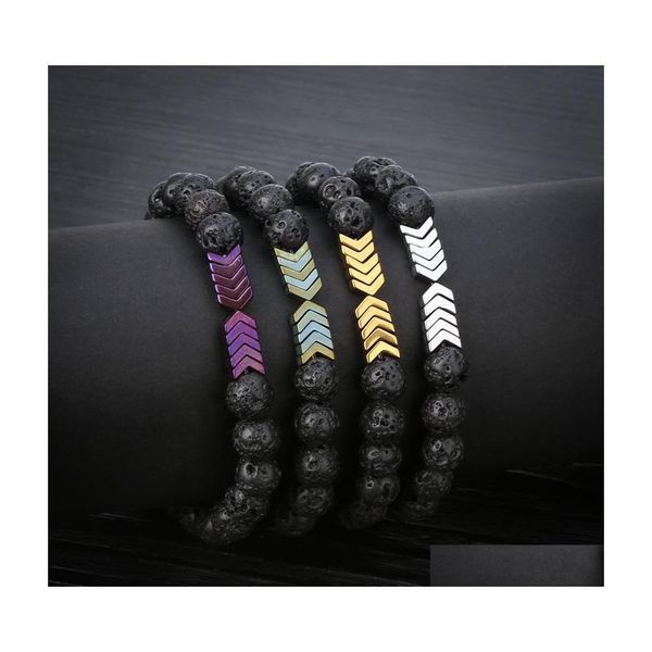 carros dvr fios de miçangas machos e femininos Pedra vulcânica 8 mm Lava Rock Breads Bracelete de peças essenciais homens espalhados homens Drop Delivery J Dhazn