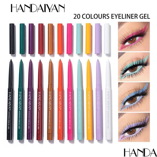 Eyeliner handaiyan caneta de caneta 20 cores girar lápis à prova d'água High Pigmment Longo de maquiagem Lápis de olho de olho Drop HEA DHFIP