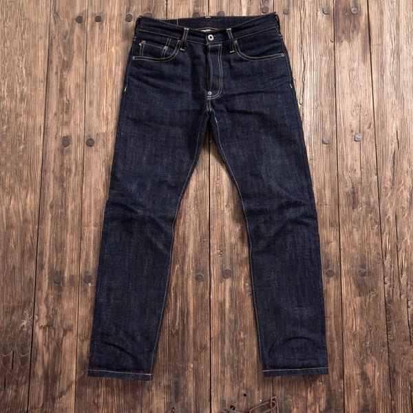 Jeans masculinos SD107-0001 RockCanroll Read Descrição Peso pesado Indigo Selvage calças não lavadas não esgotadas jeans brutos grossos 17oz 230301