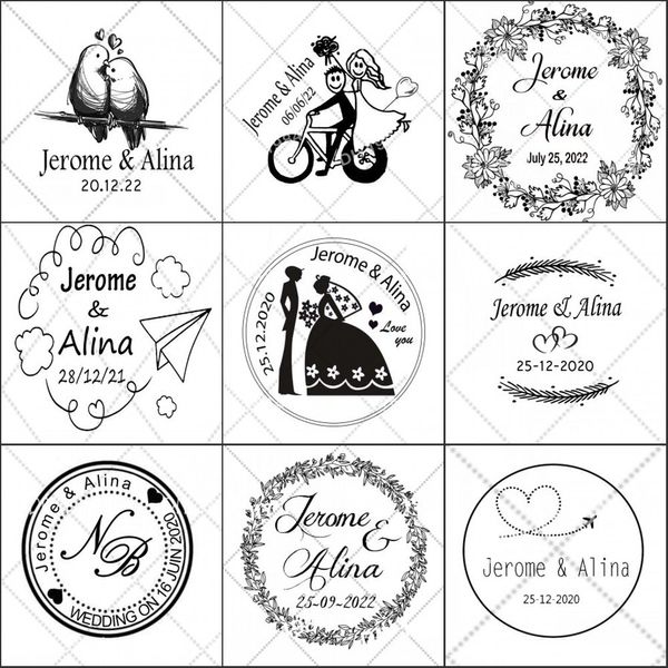 Carimbos personalizados Pensitive DIY pré -tinta Personalizada Carqueira de borracha Rounting Round para scrapbooking Casamento W21 W30 230228