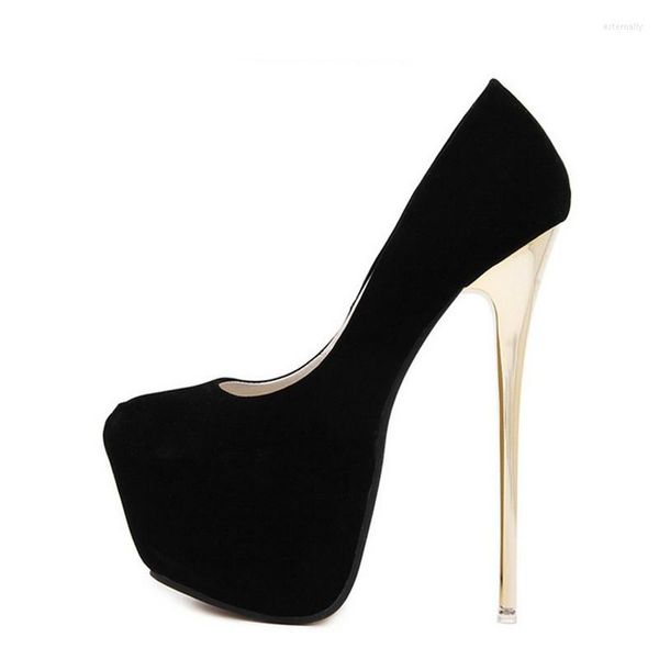 Scarpe eleganti Drop Décolleté sexy Matrimonio Donna Fetish Concise Donna Latform Tacco molto alto Stripper Flock Taglia 16 cm