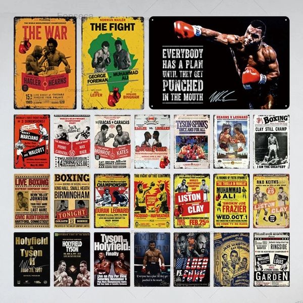 Boxing Art Painting Metal Sign Boxer Tin Trane Planque Metal Vintage Pub Retro Wall Decor для барного паба клуб мужчина пещера персонализированные металлические плакаты декор размер 30x20 см W02