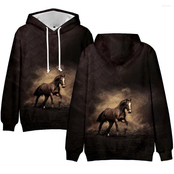 Herren Hoodies Harajuku Design Pferd 3D Jungen/Mädchen Sweatshirts Equus Caballus Frühling Herbst Große Größe Pullover