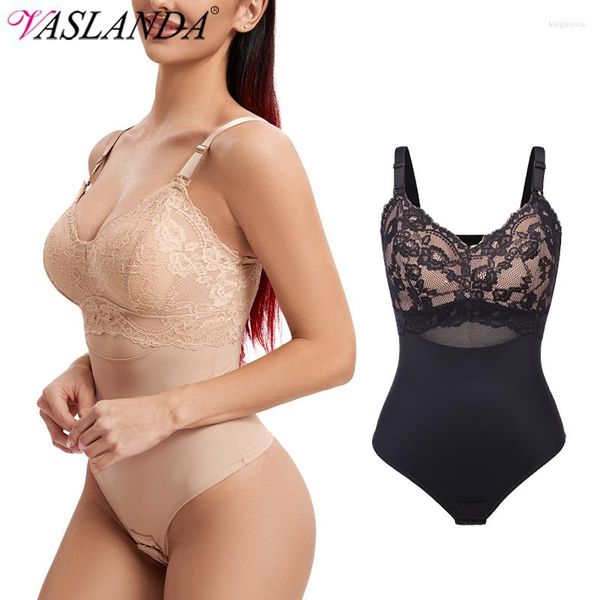 Intimo modellante da donna Perizoma in pizzo a rete Body da donna Shapewear Imbottito senza cuciture Intimo per tutto il corpo Vita sottile Controllo pancia piatta Pancia liscia