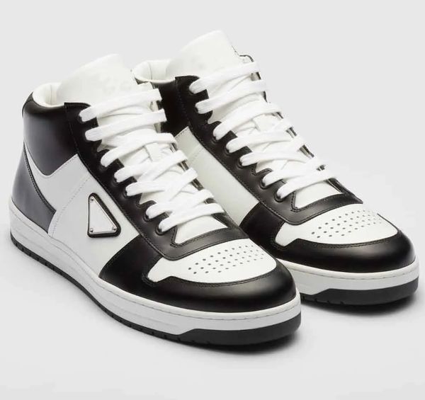 Top Luxury Brand Casual-elegante Downtown Men Shoes High Top Nappa Leather White Black Sneaker Sconto all'ingrosso Uomo Skateboard Walking With Box