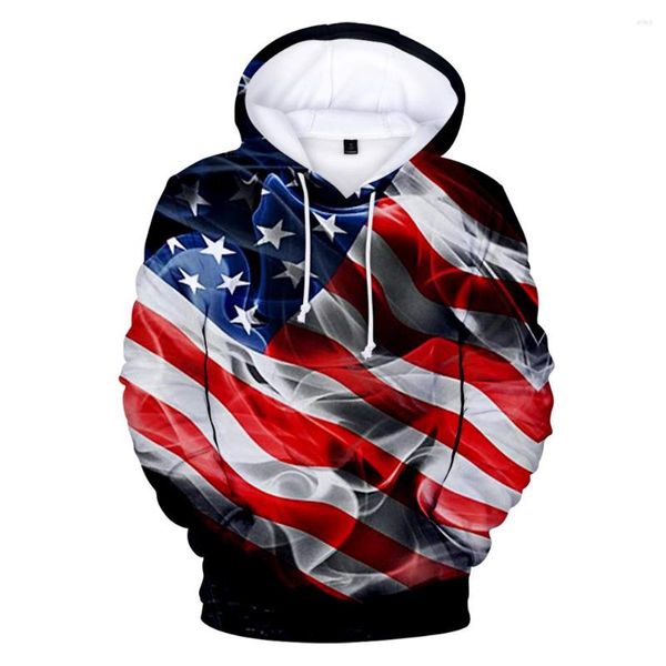 Hoodies masculino Menino Independence Day Hoodie Pullover feminino com capuz American Flag Print Sweatshirt Boys/Girls Hip Hop