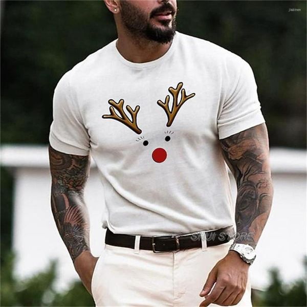 T-shirt da uomo Camicia da uomo 2023 Est Abbigliamento natalizio T-shirt da uomo bianca con scollo a O T-shirt da uomo oversize XXS-6XL Goth Punk