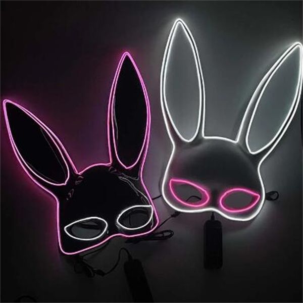 Хэллоуин для взрослых сексуальных светодиодных маски для лица Colplay Light Up Мужчины Женщины Смешная маска, светящаяся в темных поставках костюмов GC1938