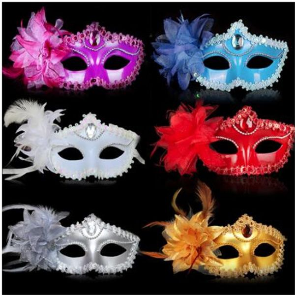 Tanzparty Diamant Venezianische Maske Feder Blume Hochzeit Karneval Performance Kostüm Sexy Lady Maske Maskerade Weihnachten GC1937