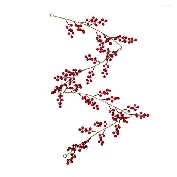 Fiori decorativi Pianta finta Bacca rossa artificiale Ghirlanda Simulazione Canna di Natale Decorazione domestica 1 pz Porta per feste di matrimonio