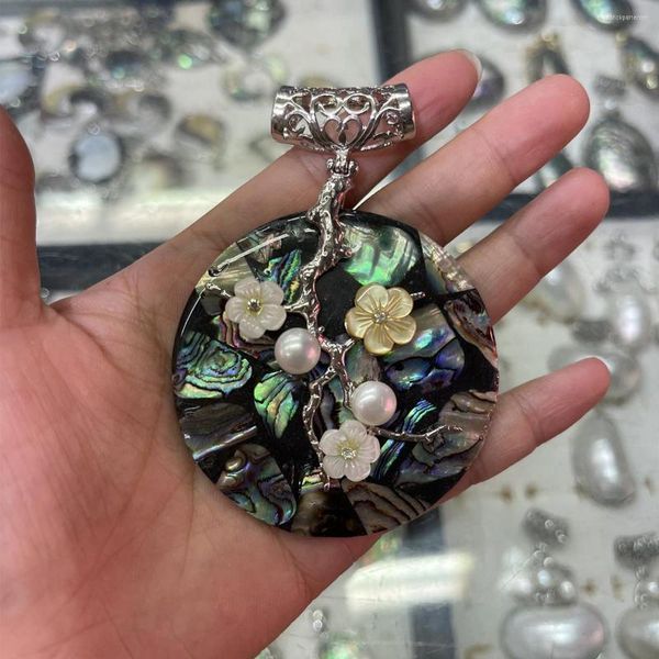 Colares pendentes MOP133 Grande Shell esculpida flor de abalone jóias naturais 10 peças