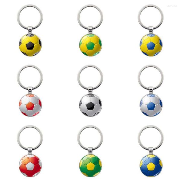 Schlüsselanhänger Männer Glas Bunte Fußball Schlüsselanhänger Gelb Blau Weiß Schwarz Rot Fußball Schlüsselanhänger Ball Schlüsselanhänger Schmuck Auto Geschenke