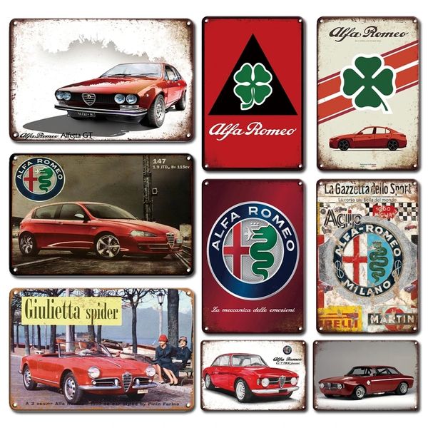 Poster per auto vintage Metal Plaque Tin Sign Segno di garage retrò Cave Arte Decorativo Metal Plate Chic Accessori per decori soggiorno 30x20cm W03