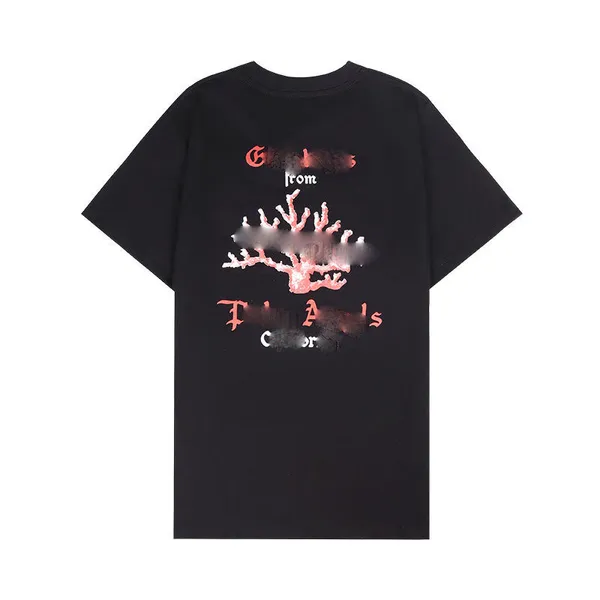 Erkek Tişörtleri Chao Marka Melek Mektubu Doğrudan Sprey Baskı Kısa Kollu Tişört Palmiye Ağacı Net Kırmızı Gençlik Çiftleri Giyim Toptan