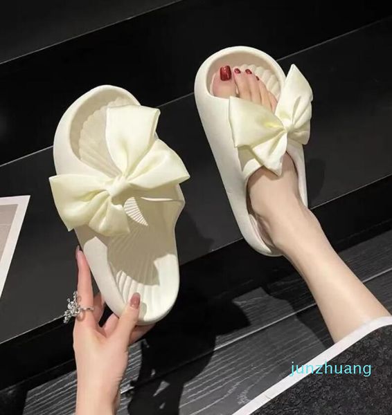 Hausschuhe Sommer Frauen Slipper Bogenknoten Licht Weiche Sohle Gemütlich Indoor EVA Sandalen Dekoration Niedliches Mädchen Outdoor Flip Flop A 02