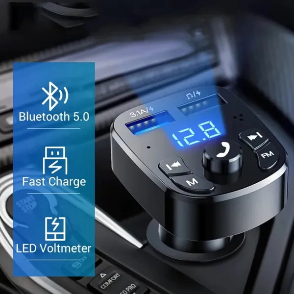 Autohände - Bluetooth kompatibel mit 5 0 FM-Transmitter Auto-Player-Kit-Karte Autoladegerät Schnellladegerät mit QC3 0 Zwei USB-Buchsen 220T