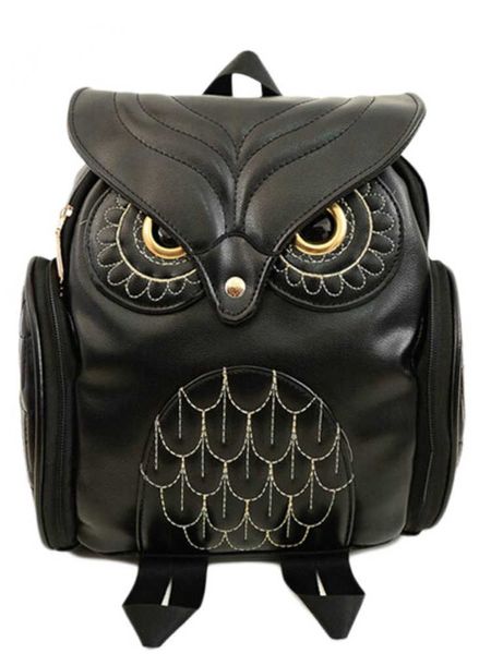 Fauxe Leather Owl Emplodiery рюкзак для женской школьной сумки для плеча 230223
