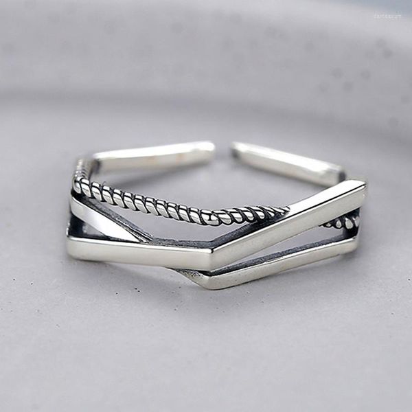 Anéis de casamento coreanes étnicos simples de dedo hexágono para mulheres femininas boêmia vintage jóias sofisticadas