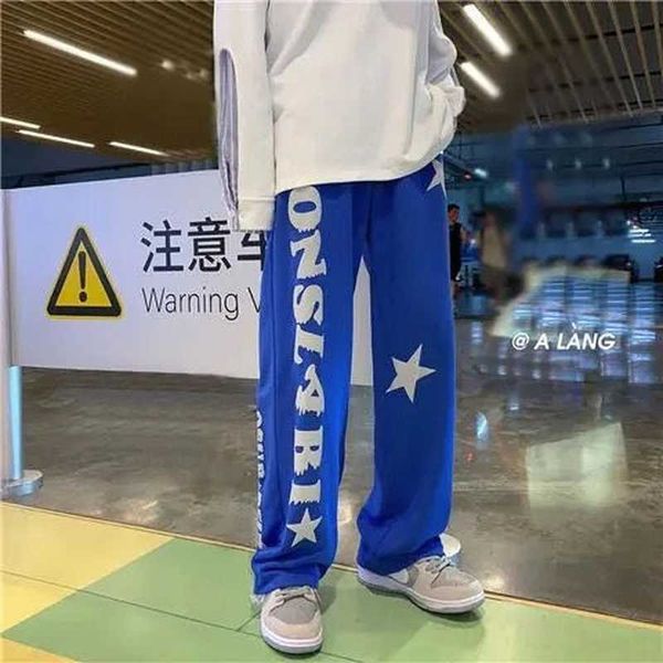 Jeans da uomo 2022 uomini hip hop klein blu pantaloni della tuta da jogging uomini street y2k pantaloni retrò giappone moda tendenza vendita calda pantaloni gamba larga jazz Z0301