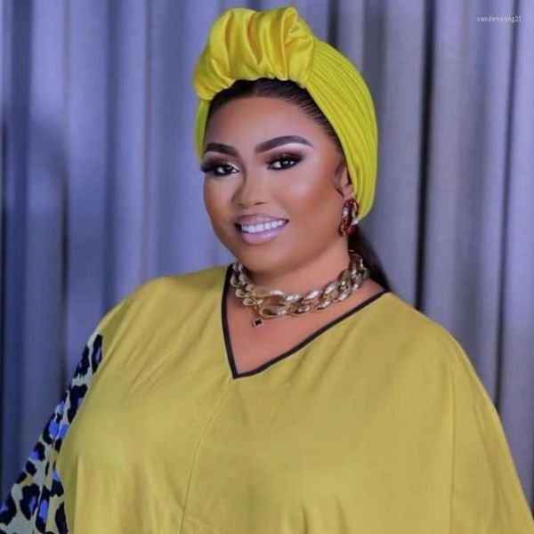 Roupas étnicas 2023 Colinho de cetim Bapinho de turbante para mulheres placas de cabeça africana BONNET NIGERIA Nigéria elegante Headties Turbante Mujer