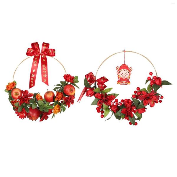 Flores decorativas elegantes no ano chinês pendurar grinalda de romã flor da porta da frente de maçã vermelha para casamento de natal ao ar livre interno