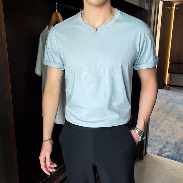 Magliette da uomo Azzurro T-shirt larghe oversize in cotone estivo Uomo Bianco Nero Abbigliamento uomo alla moda Taglia grande Giallo Streetwear Cachi