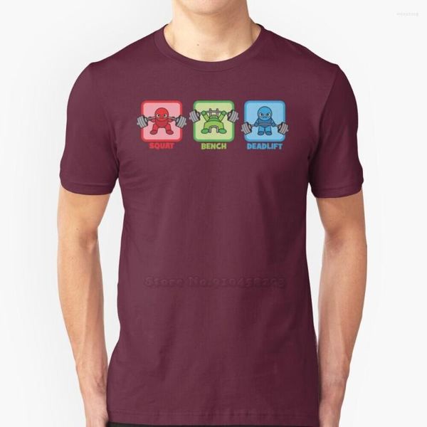 Camisetas masculinas Kawaii Powerlifter - agachamento de supino de supino (pictogramas) Hip Hop T -shirt algodão tshirts Men Tee
