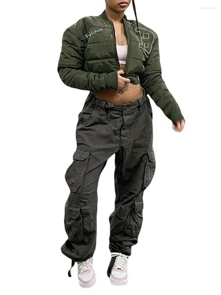 Trench feminina casacos mulheres Y2K Capt Puffer Jacket Long Slave Zip Up Baggy Short Down Down Down Lightweight Bubble Coat Streetwear